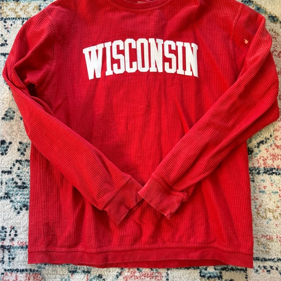 Red Wisconsin Ribbed Crewneck - Picture 1 of 3